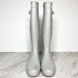 Hunter Women’s Refined Tall Gray Gloss Rain Boot 8